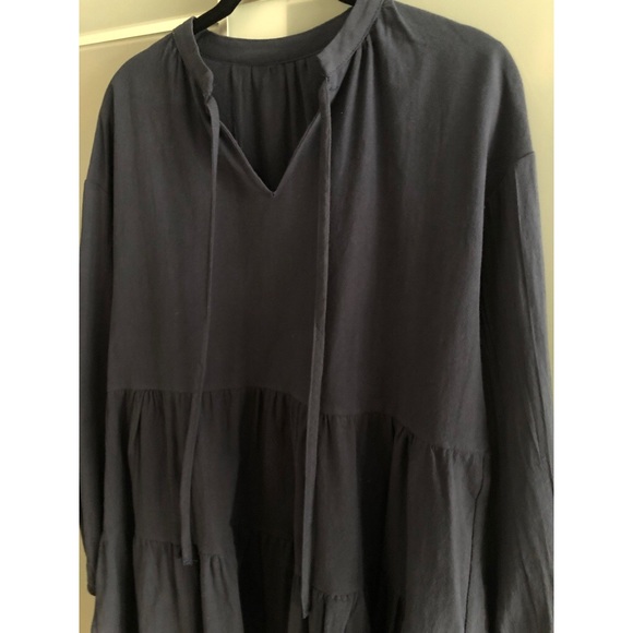 Navy Tiered V-Neck Summer Dress - Picture 4 of 5